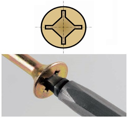 Screw Uniquadrex 4.5x60 countersunk head zinc yellow