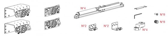 TERNO Star 22 fitting set 22 - 25mm 2 wings with damping 80kg