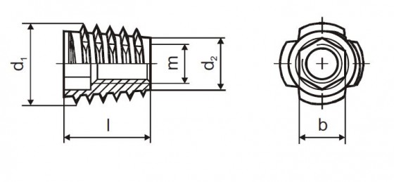 Screw nut without collar M6x13