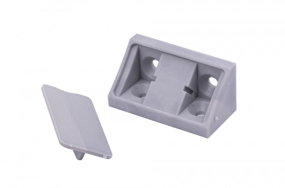 Connecting angle plastic double 42mm gray