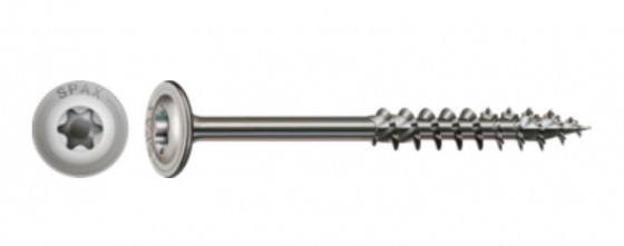 SPAX screw 8x200/80 disc head TXS, W, 4C, stainless steel A2, partial thread
