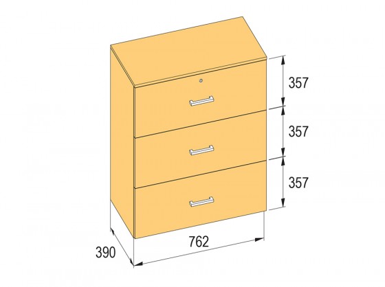 K-BBP File cabinet type R3 for width 762 mm/390 mm, height 1076 mm with damping