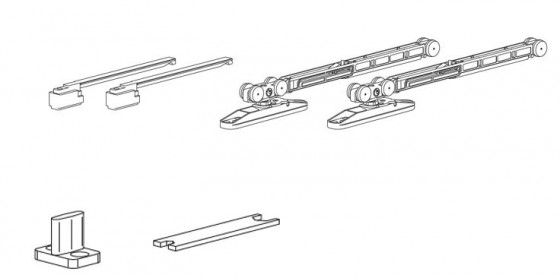 TERNO Step fittings set for interior sliding doors 30 kg, 1 wing, 2x damper