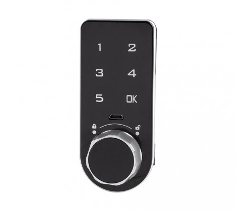 StrongLocks Electronic fingerprint lock with keypad and knob, black, right