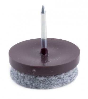STRONG nail glider with felt, diameter 24mm, brown