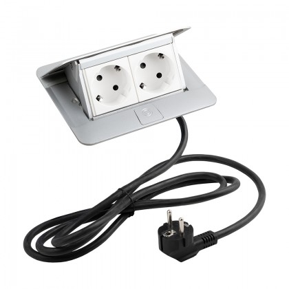 LEGRAND Pop-up v2, 2 x electric socket 230 V Schuko, aluminium