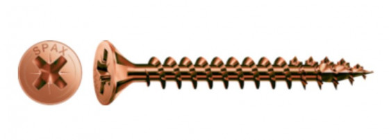 SPAX screw 4.5x40 countersunk head PZ, 4C MH bronze