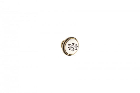 TULIP Knob Margarita antique brass/porcelain/flower