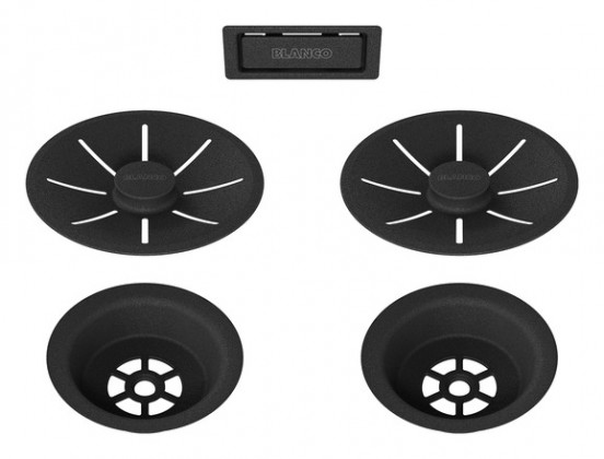 BLANCO 239979 accessories Drain set with overflow for double sink, Black Editio