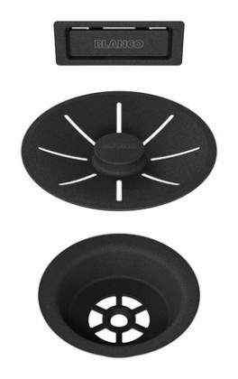 BLANCO 239975 Accessories drain set with overflow, Black Edition