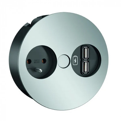 BACHMANN 931.034 Twist USB, 1x 230V + 1x USB-A double charger, chrome mat