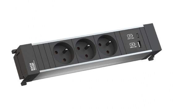 BACHMANN 916.526 socket unit 3x 230V + USB A/C 22W