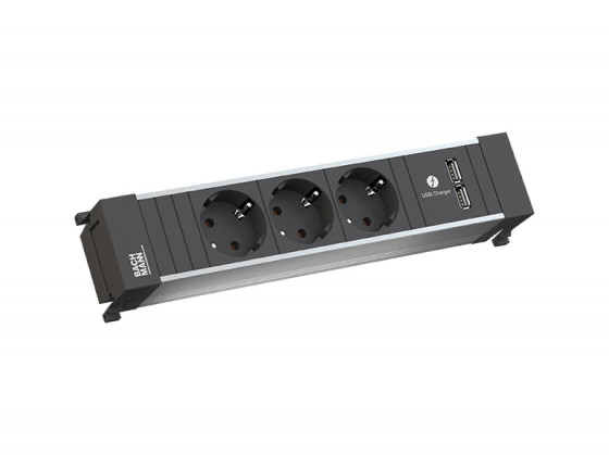 BACHMANN 916.173 socket unit 3x 230V schuko + USB A 15W