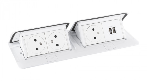 LEGRAND Pop-up double, 3x 230V, USB A+A power supply, white