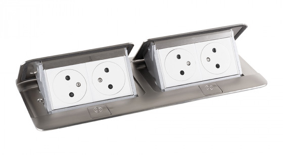 LEGRAND Pop-up double, 4x 230V, stainless steel