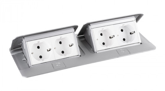 LEGRAND Pop-up double, 4x 230V, aluminum, schuko