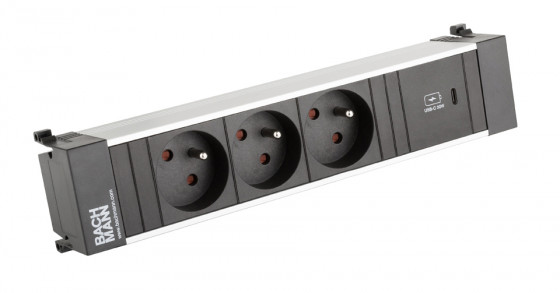 BACHMANN 916.530 socket unit 3x 230V + USB C 30W