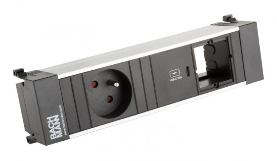 BACHMANN 916.529 socket unit 1x 230V + USB C 30W + 1x free module