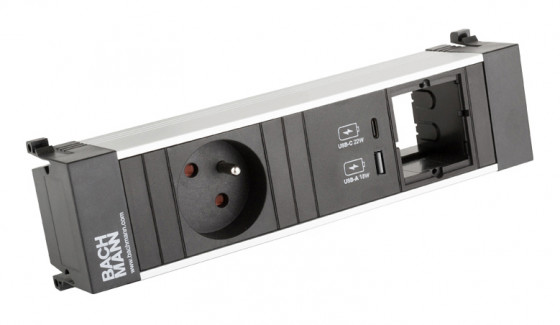 BACHMANN 916.527 socket unit 1x 230V + USB A/C 22W + 1x free module