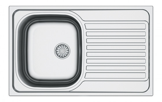 StrongSinks S1Sink polished stainl. steel 800x500 with draining board,upper assy