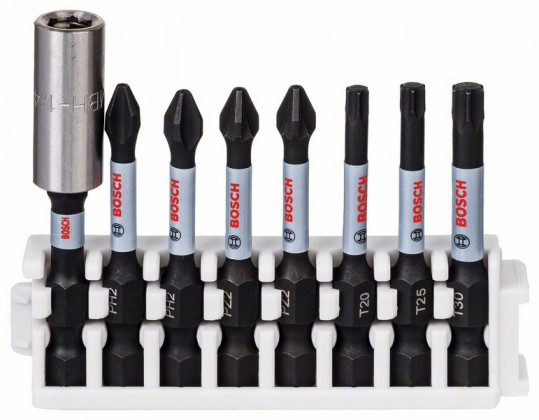BOSCH 2608522328 8-piece impact control bit set 50 mm, PH1;3×PH2;PH3;2×PZ2;PZ3