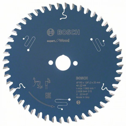 BOSCH 2608644015 Saw blade Expert for Wood 160 x 20 x 1.8 mm, 48