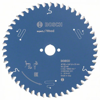 BOSCH 2608644031 Saw blade Expert for Wood 180 x 20 x 2.6 mm, 48
