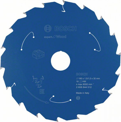BOSCH 2608644512 Saw blade Expert for Wood for battery saws 190x1.5/1x30mm, 18