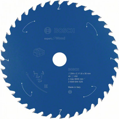 BOSCH 2608644525 Saw blade Expert for Wood for battery saws 254×2.1/1.6×30mm, 40