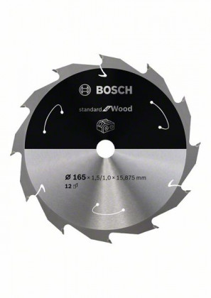 BOSCH 2608837680 Saw blade Standard for Wood for AKU p. 165×1.5×15.875mm, 12