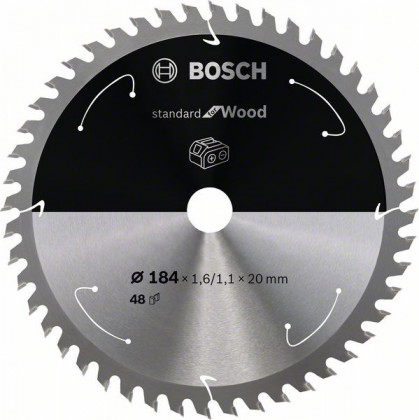 BOSCH 2608837703 Saw blade Standard for Wood for battery saws 184×1.6×20mm, 48