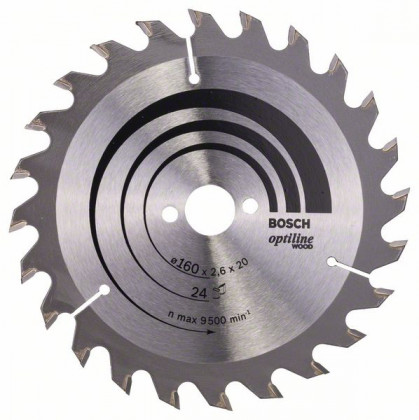 BOSCH 2608640596 Saw blade Optiline Wood 160 x 20/16 x 2.6 mm, 24