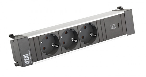 BACHMANN 916.506 socket unit 3x 230V schuko + USB C 30W