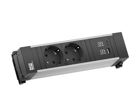 BACHMANN 916.501 socket unit 2x 230V Schuko + USB A/C