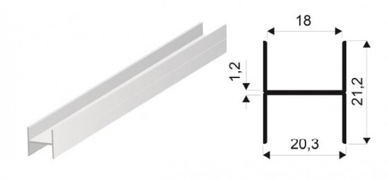 SEVROLL 05746 connecting strip Simple/Blue H21 3m (for laminate 18mm) black mat