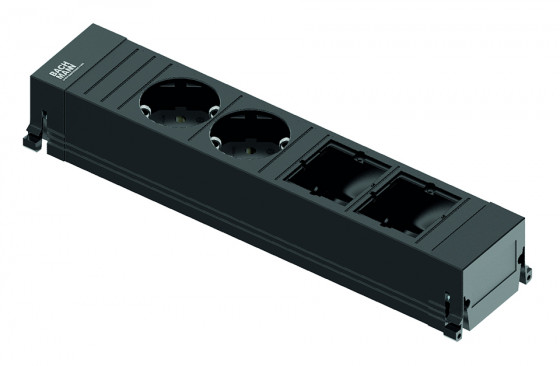 BACHMANN 916.0601 socket unit 2x230V+2x free, Schuko, black