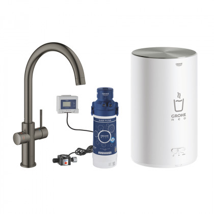 GROHE 30083AL1 Red Duo C-spout brushed Hard Graphite
