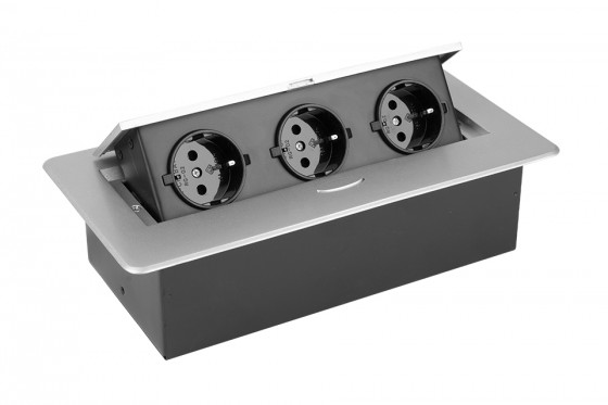 StrongPower Electric socket 3x230V, Schuko, silver