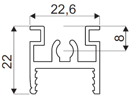 SEVROLL 05792 GM 18 upper guide rail 1.7m silver