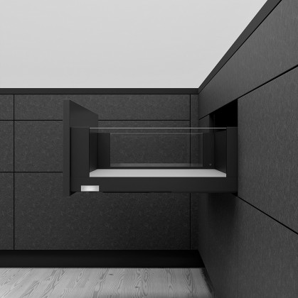 K-Blum Legrabox, Drawer C Free 350Mm/40Kg, Tip-On, Black, Screw-On