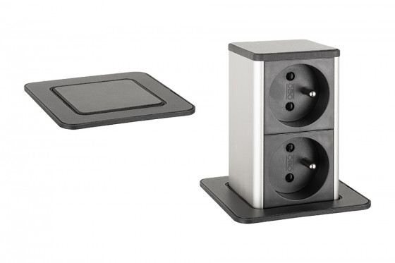 StrongPower PowerUp socket, 2x230V, Black, Fr