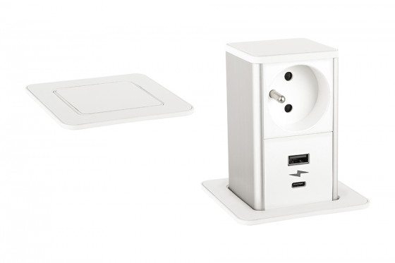StrongPower PowerUp socket, 1x230V, USB A/C charging, White, Fr