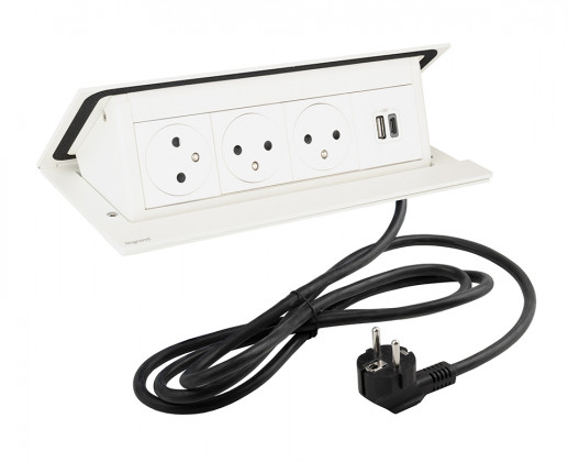 LEGRAND PopUp, 3x230V, 1x USB A/C, white matt