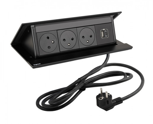 LEGRAND PopUp, 3x230V, 1x USB A/C, black matt