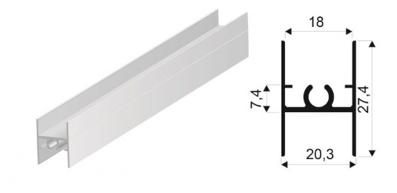 SEVROLL 04445 connecting strip Simple/Blue H28 3m (for laminate 18mm) silver