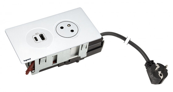 K- LEGRAND Disq'In 1x 230V + 1x USB A/C, white/white