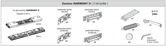 SEVROLL 05886 Harmony II fittings set for two doors 1650 - 2050m, 16-45mm, 60 kg