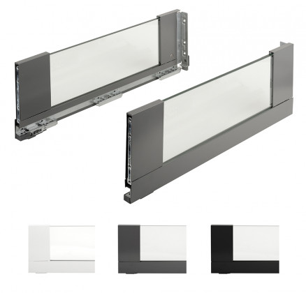 Strongmax 18 Glass Drawer Side H185/500Mm, Black, Set