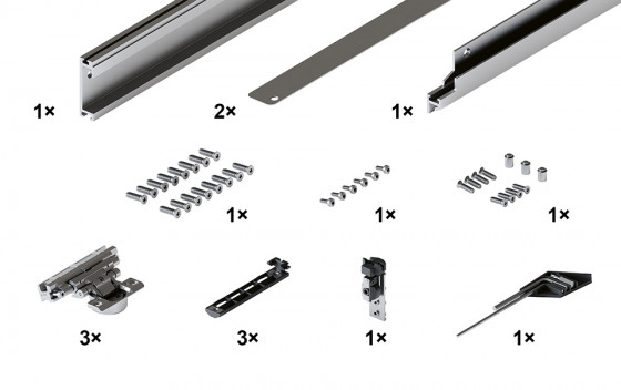 HAWA 30995 Concepta III 25 Push/Pull, basic set right, door H= 1200 - 2200 mm