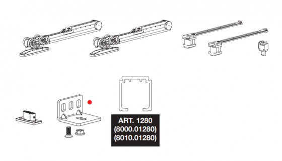 TERNO Step  set for sliding doors 30-80kg,2x dampers,rail 1500mm,fasteners